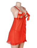 Sexy Mesh And Ribbon-Accented Strapless Nightgown