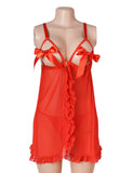Sexy Mesh And Ribbon-Accented Strapless Nightgown