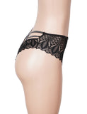 Women Sexy Lace Cutout Panty With Rhinestone Crisscross Straps