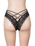 Women Sexy Lace Cutout Panty With Rhinestone Crisscross Straps
