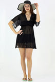 Black Pom-Pom Trim Beach Dress