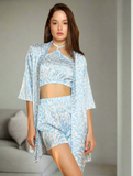 3-piece pajama top short robe