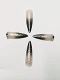 24pcs Black Gradient Flashing False Nails With Jelly Adhesive And Nail