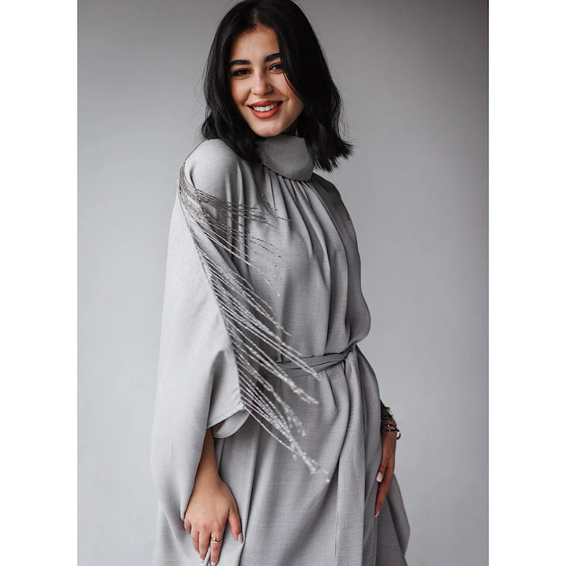 Silver fringes kaftan dress