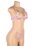 Plus Size Floral Applique Embroidery Mesh Underwire underwear set Egypt