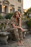 Olive Waves” Satin Pajama