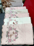 Soft bamboo towel set with tulle and Turkish lace, 6 pieces Size 50 x 90 cm