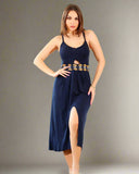 Long women's cashmere open from the side