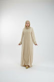 Women's abaya, striped linen fabric