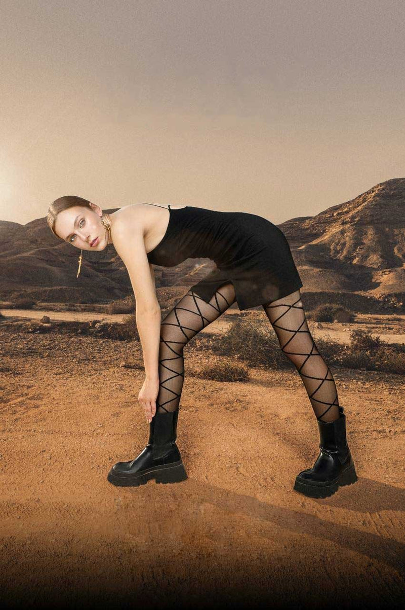 Stylish black X tights