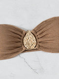 3pcs New Fashion Sexy Solid Color Bikini Set Brown Bathing Suit