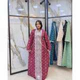 Women's embroidered abaya, linen fabric