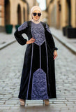 Women's winter abaya with striped velvet