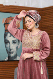 Women's pink velor abaya