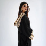 Black embroidered hooded kaftan