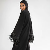 Suede fringed abaya