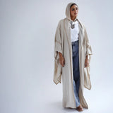 Wide sleeve linen abaya