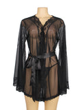 Sexy Egypt Long Sleeve Mesh Robe Sleepwear With Belt