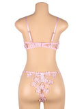 Plus Size Floral Applique Embroidery Mesh Underwire underwear set Egypt