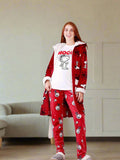 Women's pajamas, 3 pieces, T-shirt + pants + short robe