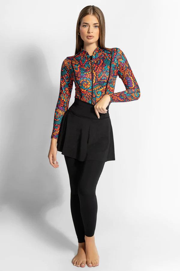 4PACK FULL BODY BURKINI ONE PIECE SWIMSUIT WITH BEACH SKIRT AND PANTS AND SWIM CAP