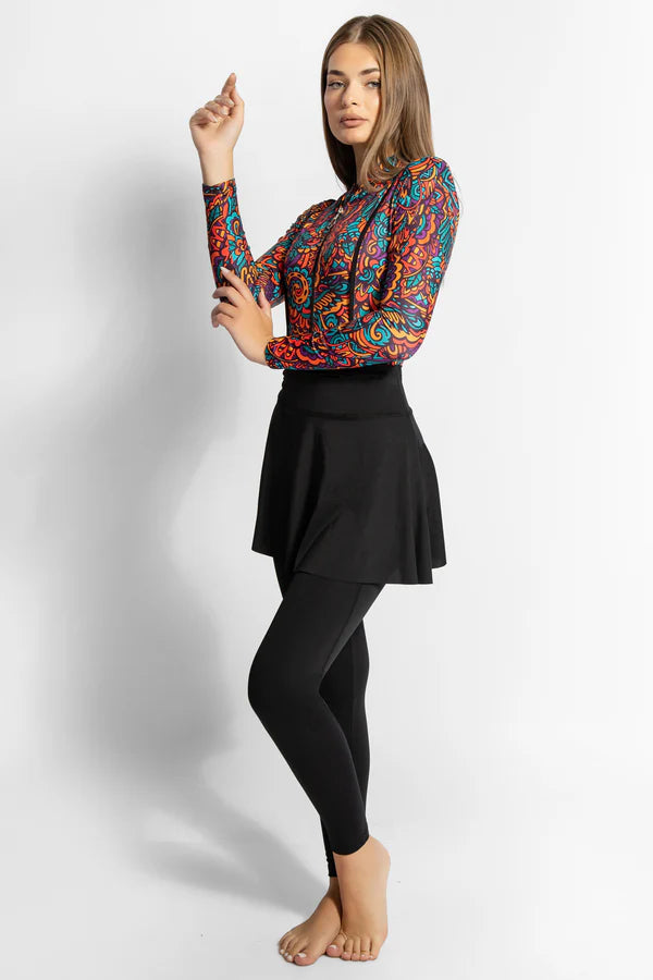 4PACK FULL BODY BURKINI ONE PIECE SWIMSUIT WITH BEACH SKIRT AND PANTS AND SWIM CAP