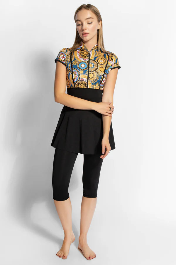 BBBAZURE ROCOCO - 3 PACK FULL BODY TANKINI ONE PIECE SWIMSUIT WITH BEACH SKIRT AND PANTS