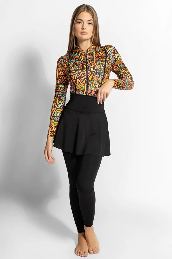 4PACK FULL BODY BURKINI ONE PIECE SWIMSUIT WITH BEACH SKIRT AND PANTS AND SWIM CAP