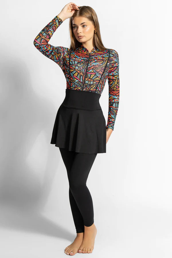 KUSHITE TUNE - 4PACK FULL BODY BURKINI ONE PIECE SWIMSUIT WITH BEACH SKIRT AND PANTS AND SWIM CAP