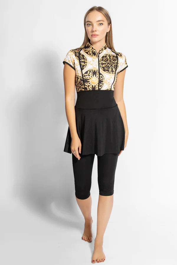 ECLIPSETRIO - 3PACK FULL BODY TANKINI ONE PIECE SWIMSUIT WITH BEACH SKIRT AND PANTS