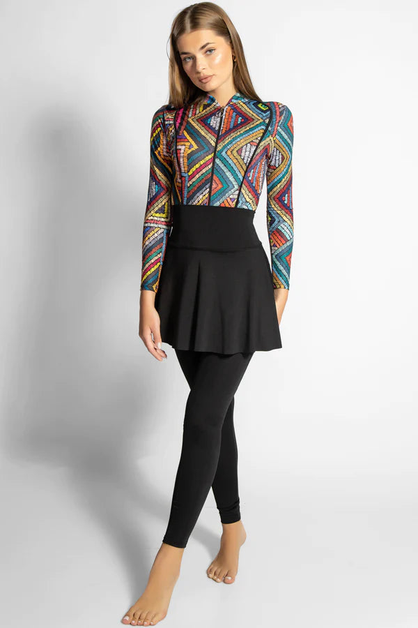 4PACK FULL BODY BURKINI ONE PIECE SWIMSUIT WITH BEACH SKIRT AND PANTS AND SWIM CAP