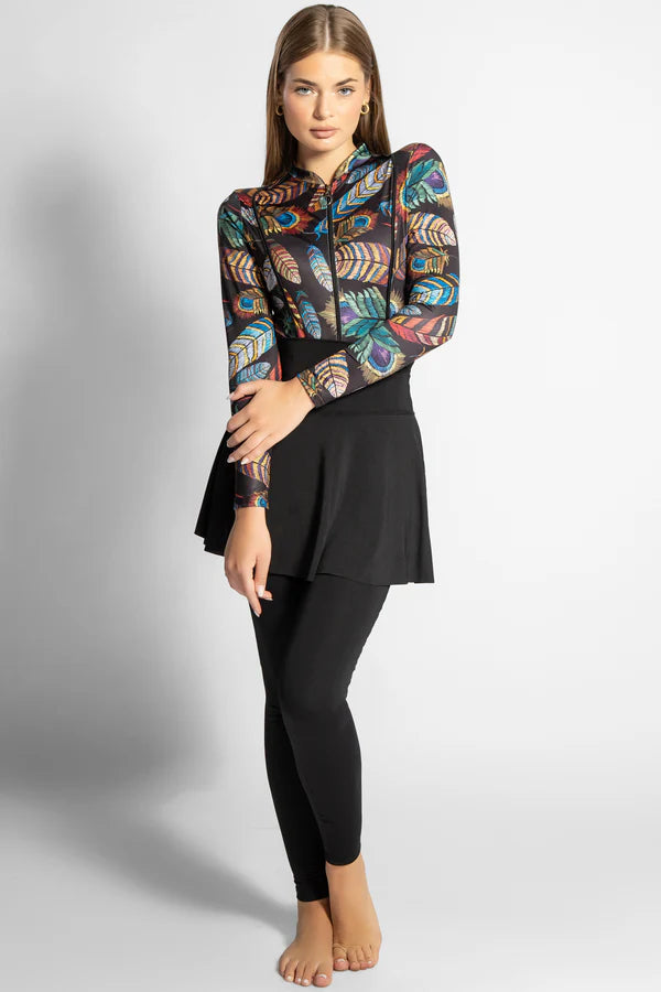 4PACK FULL BODY BURKINI ONE PIECE SWIMSUIT WITH BEACH SKIRT AND PANTS AND SWIM CAP