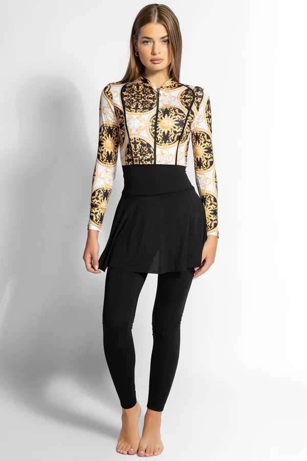 ECLIPSETRIO - 4PACK FULL BODY BURKINI ONE PIECE SWIMSUIT WITH BEACH SKIRT AND PANTS AND SWIM CAP B