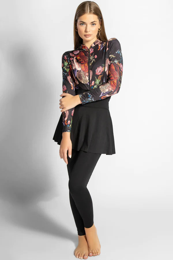 D MINERVA SECRETS 4PACK FULL BODY BURKINI ONE PIECE SWIMSUIT WITH BEACH SKIRT AND PANTS AND SWIM CAP