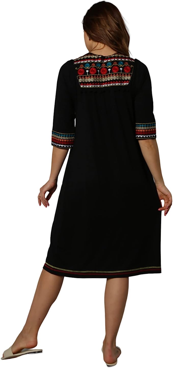 Summer elegant embroidered cotton nightgown for women