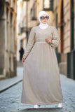 Ribbed suede abaya for women