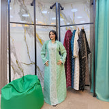 Women's embroidered abaya, linen fabric