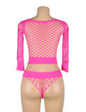 Long Sleeve Two-Piece Bodystocking Egypt With Fishnet Crop Top And Bottom