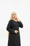 Women's abaya, striped linen fabric