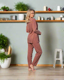 Two-Piece T-Shirt Pajama Set in Turkish Velvet Structured Lined Turkish Monifa