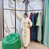 Women's embroidered abaya, linen fabric