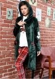 Women's winter pajamas, 3 pieces, T-shirt + pants + short robe