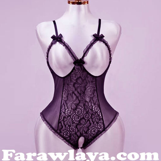 Black & Red Open Cup Crotchless One-piece Teddy Lingerie Egypt