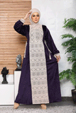 Elegant women's winter abaya with floral velvet
