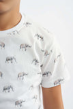 Boys Elephant Print Black Top & Solid Short Pajamas