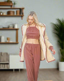 Three-piece pajama, velor top and velor robe pants made of polar material. Material: Turkish velvet