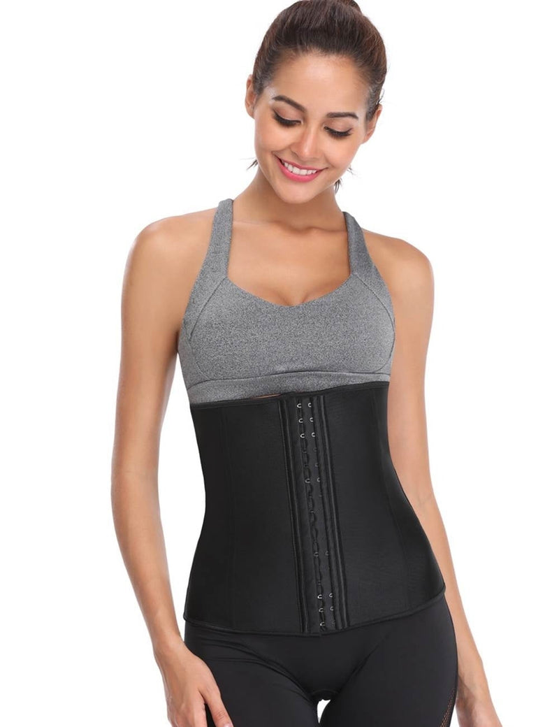 4 Steel Bones Hook and Eye Black Latex Corset