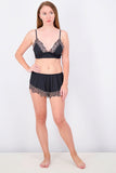 La Senza Egypt Women's Rib Crop Cami And Short Sleepwear Set, Black