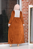 Elegant women's winter abaya with floral velvet