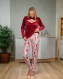 Two-piece pajama set made of Turkish velvet, lined with Turkish Manifa